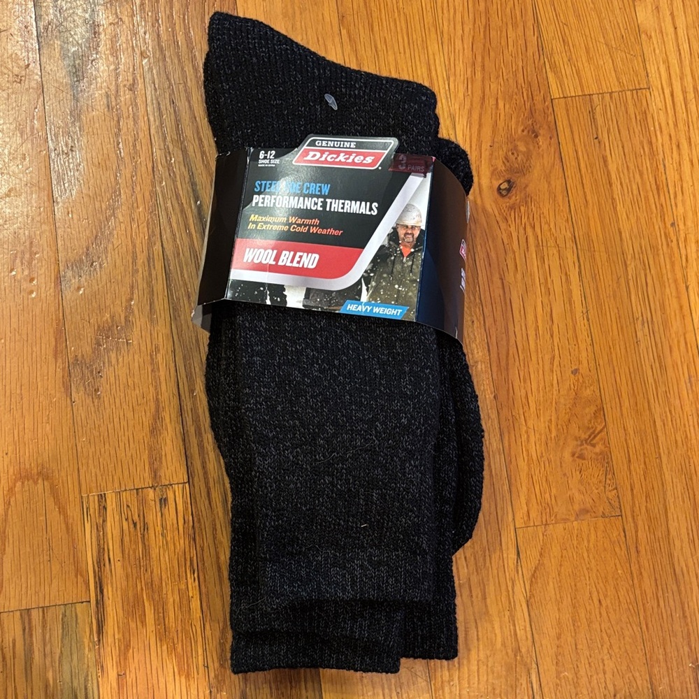 Dickies Men’s Black Wool Blend Performance Thermal Heavy Weight Socks 2 Pairs